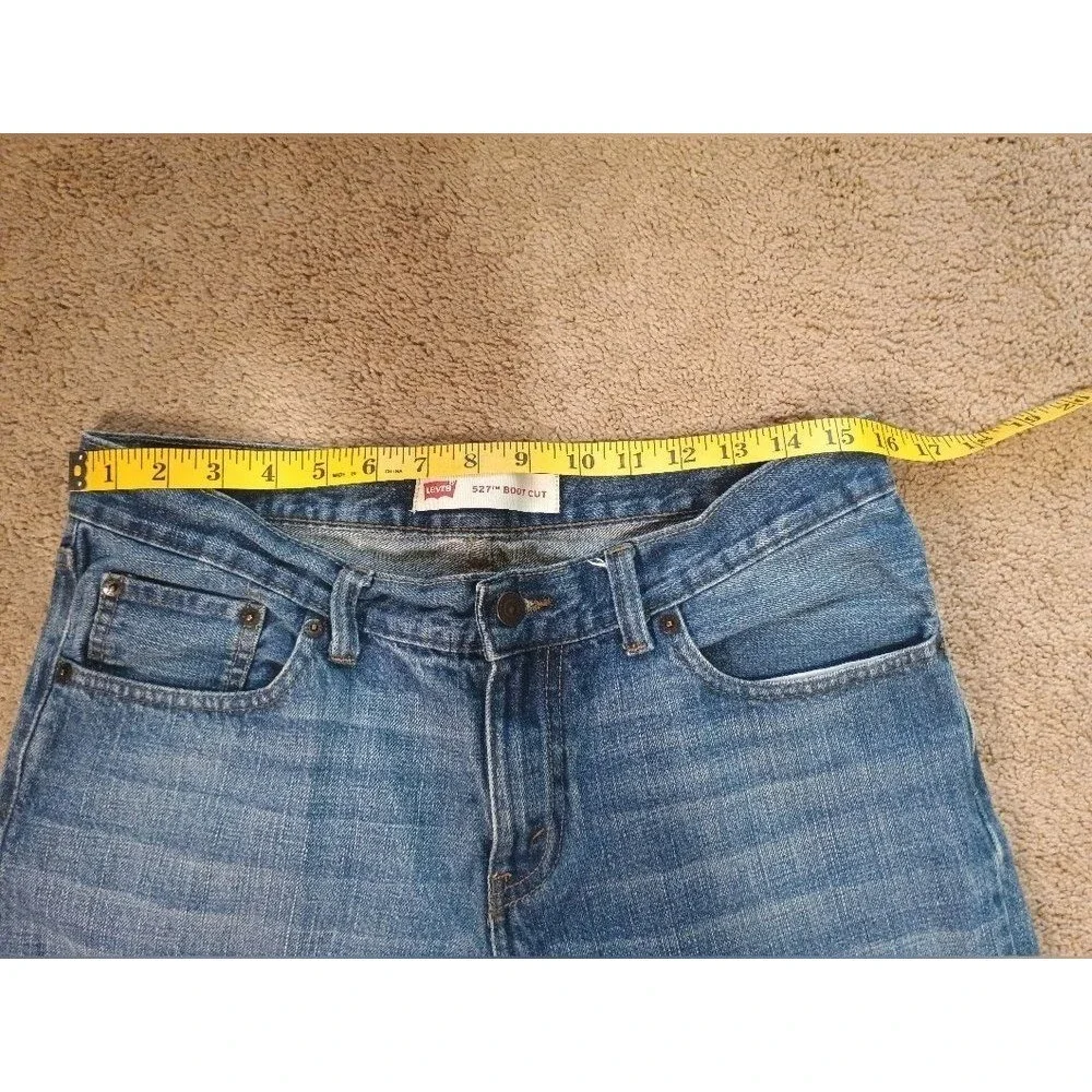 Levis 527‎ Slim Bootcut Mens Jeans Medium Wash Blue Denim 30x25